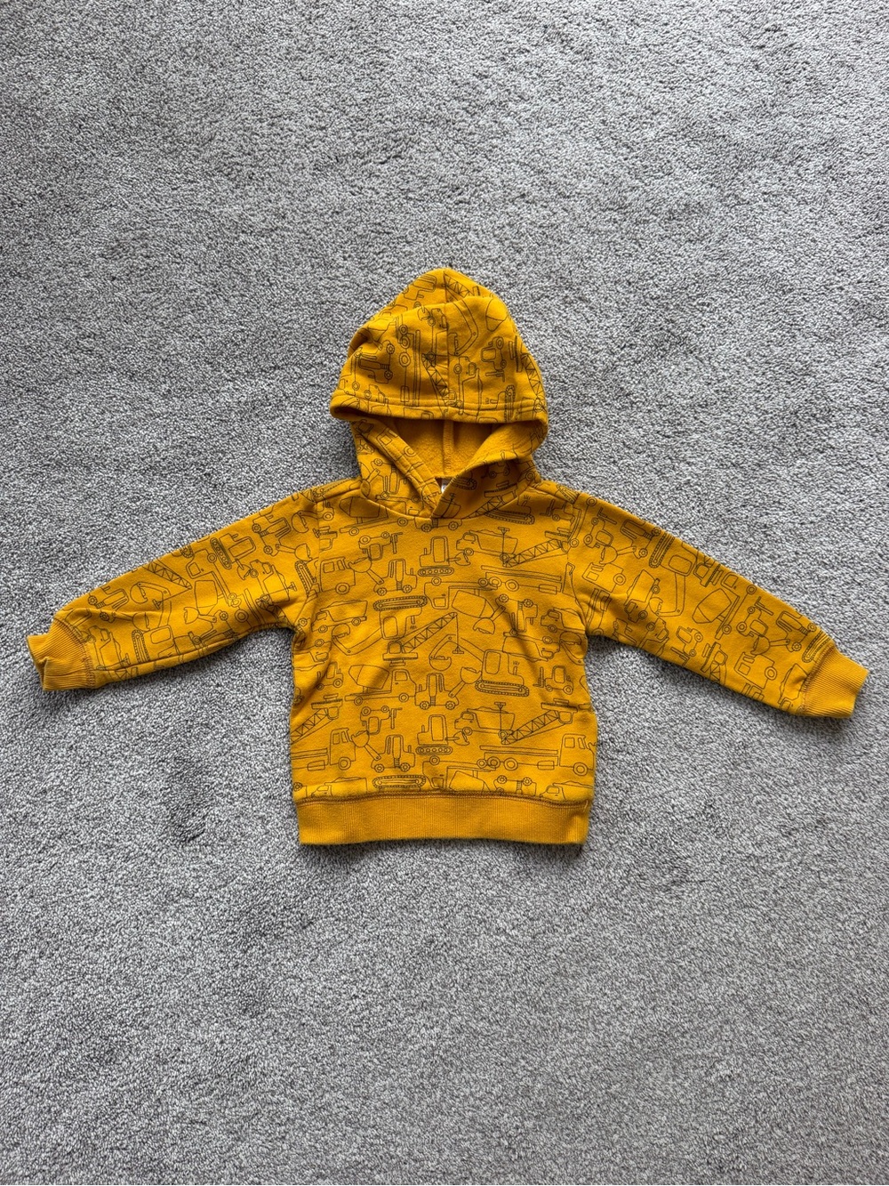 Carter's Mustard Yellow Hoodie with Construction Vehicles
